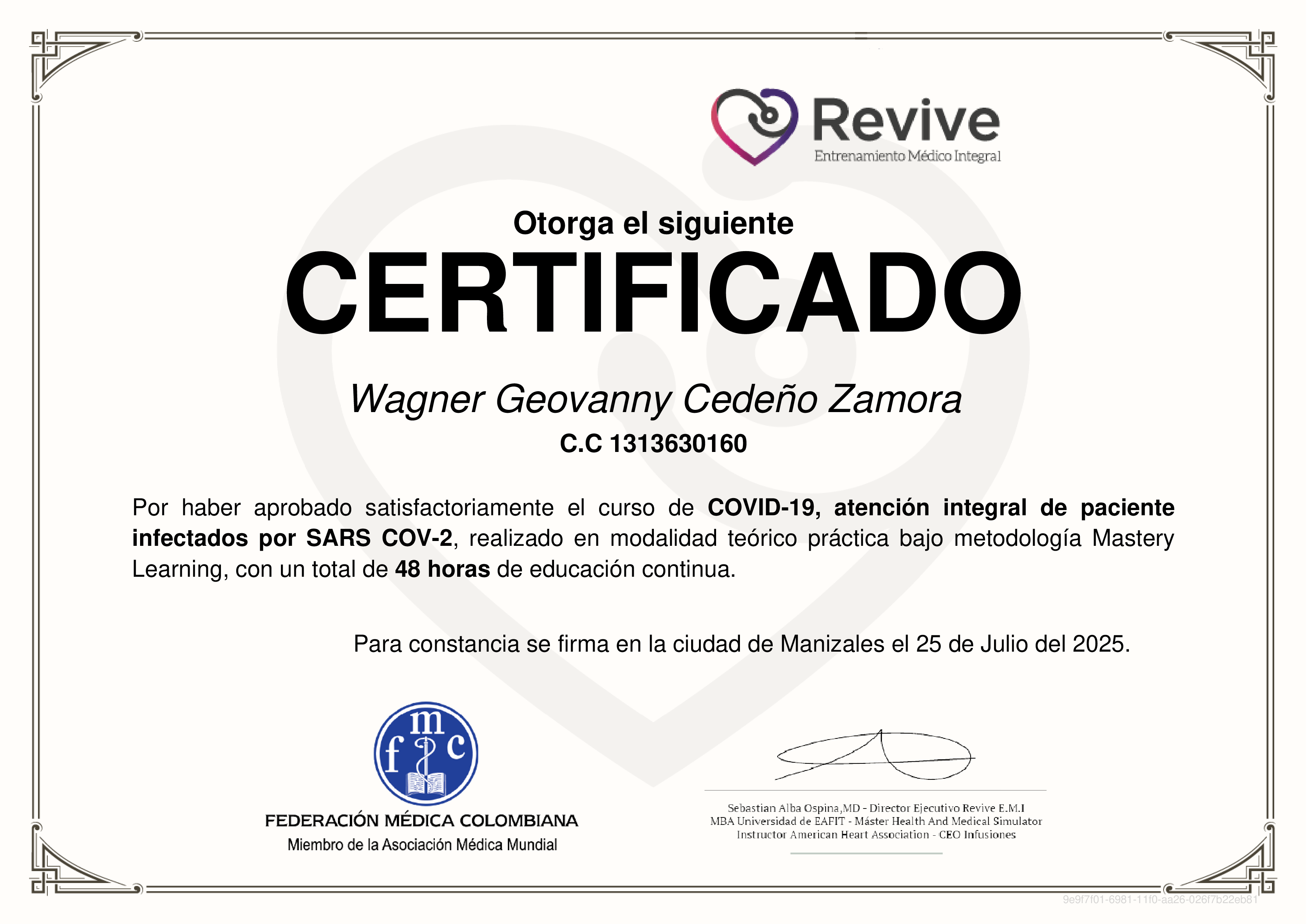Credencial de COVID-19, atención integral de paciente infectados por SARS COV-2