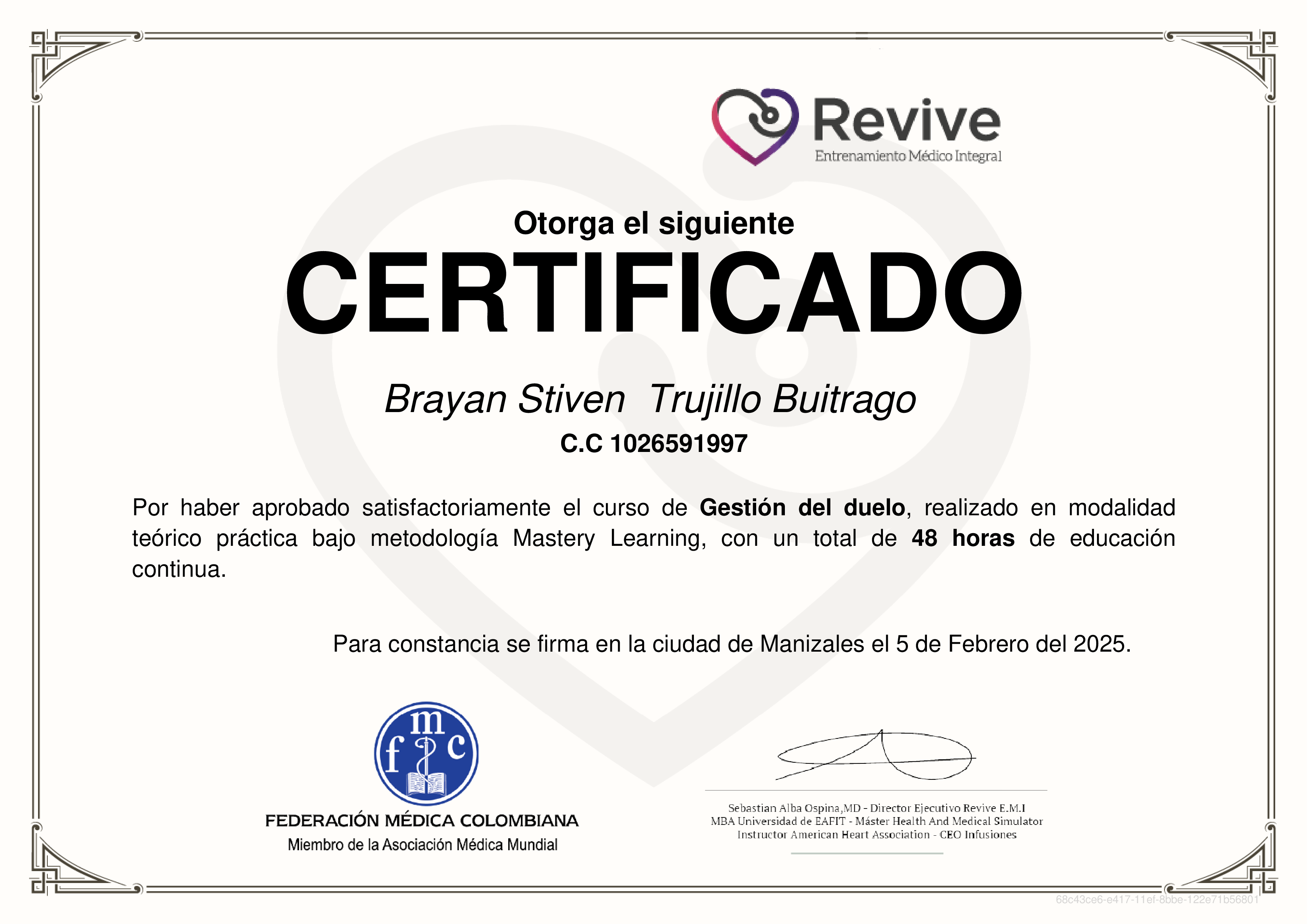 Credencial de Gestión del duelo