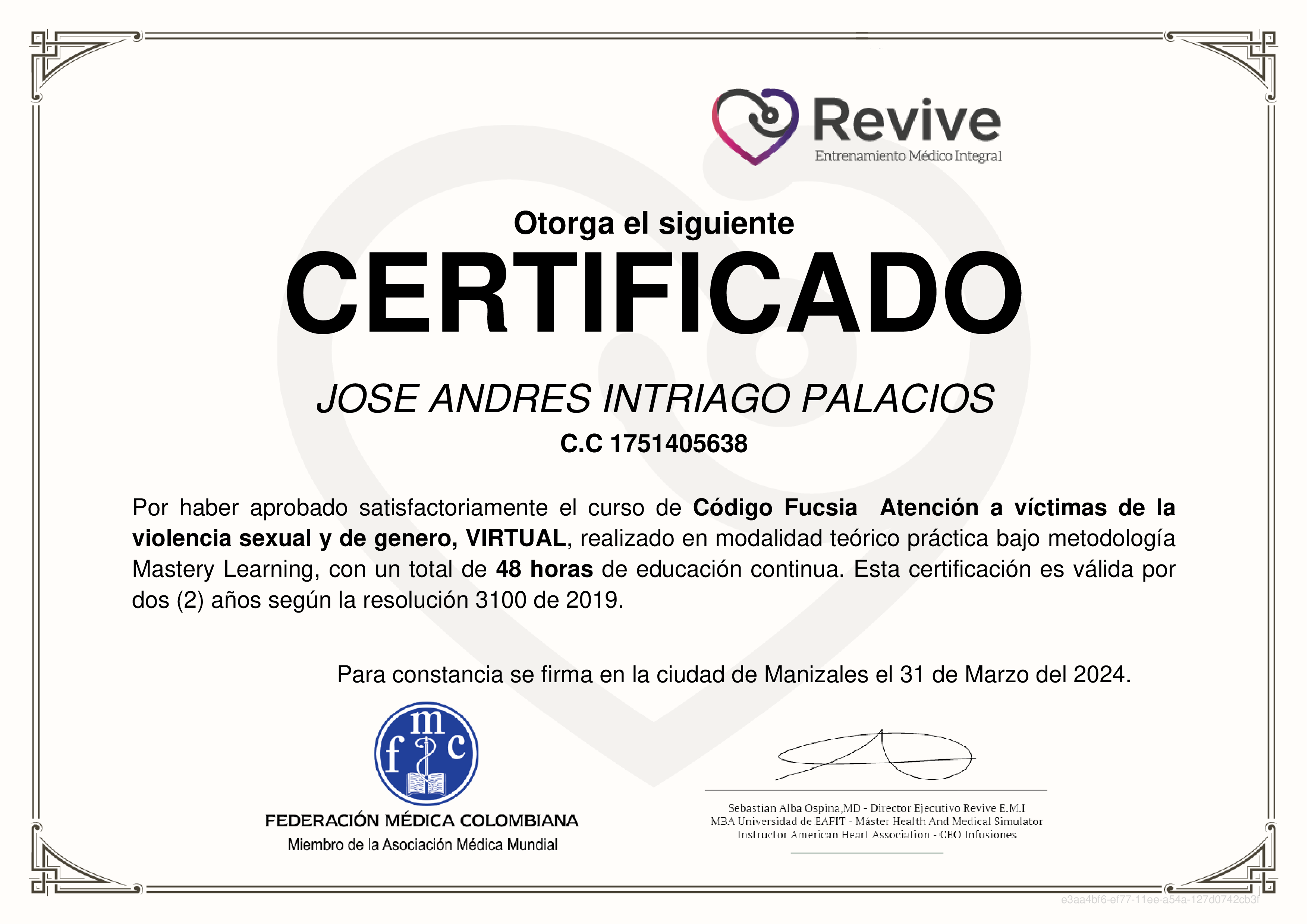 Credencial de Código Fucsia  Atención a víctimas de la violencia sexual y de genero, VIRTUAL
