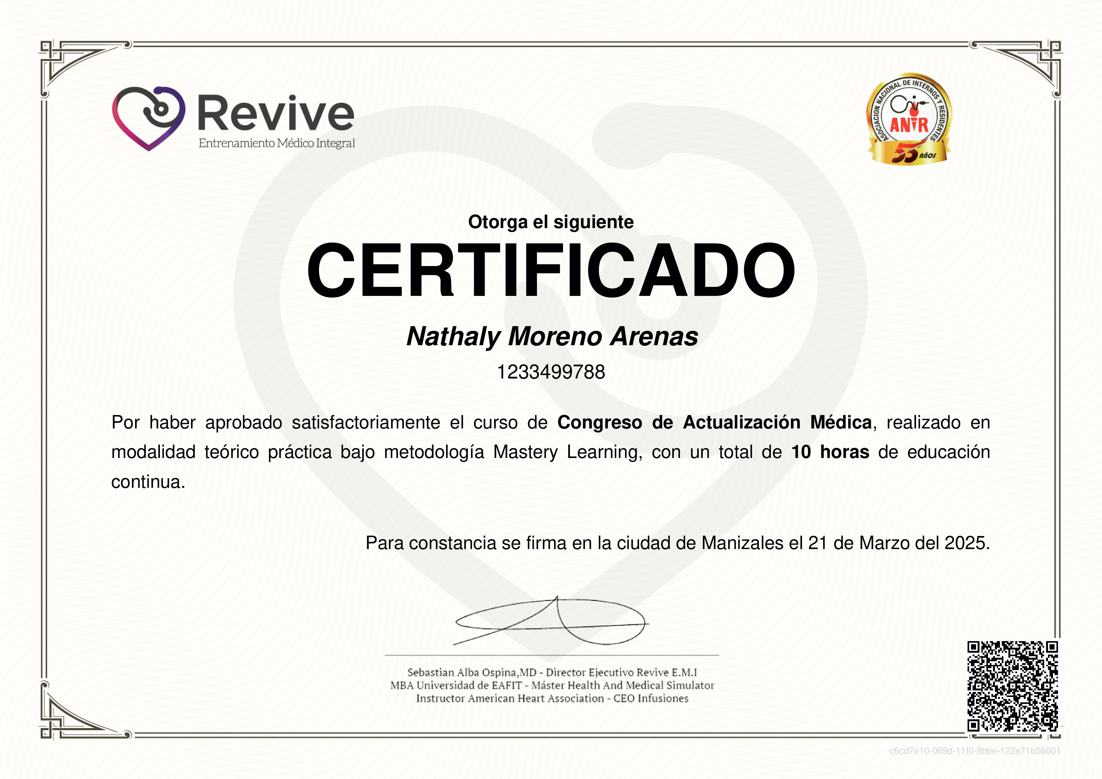 Credencial de Congreso de Actualización Médica