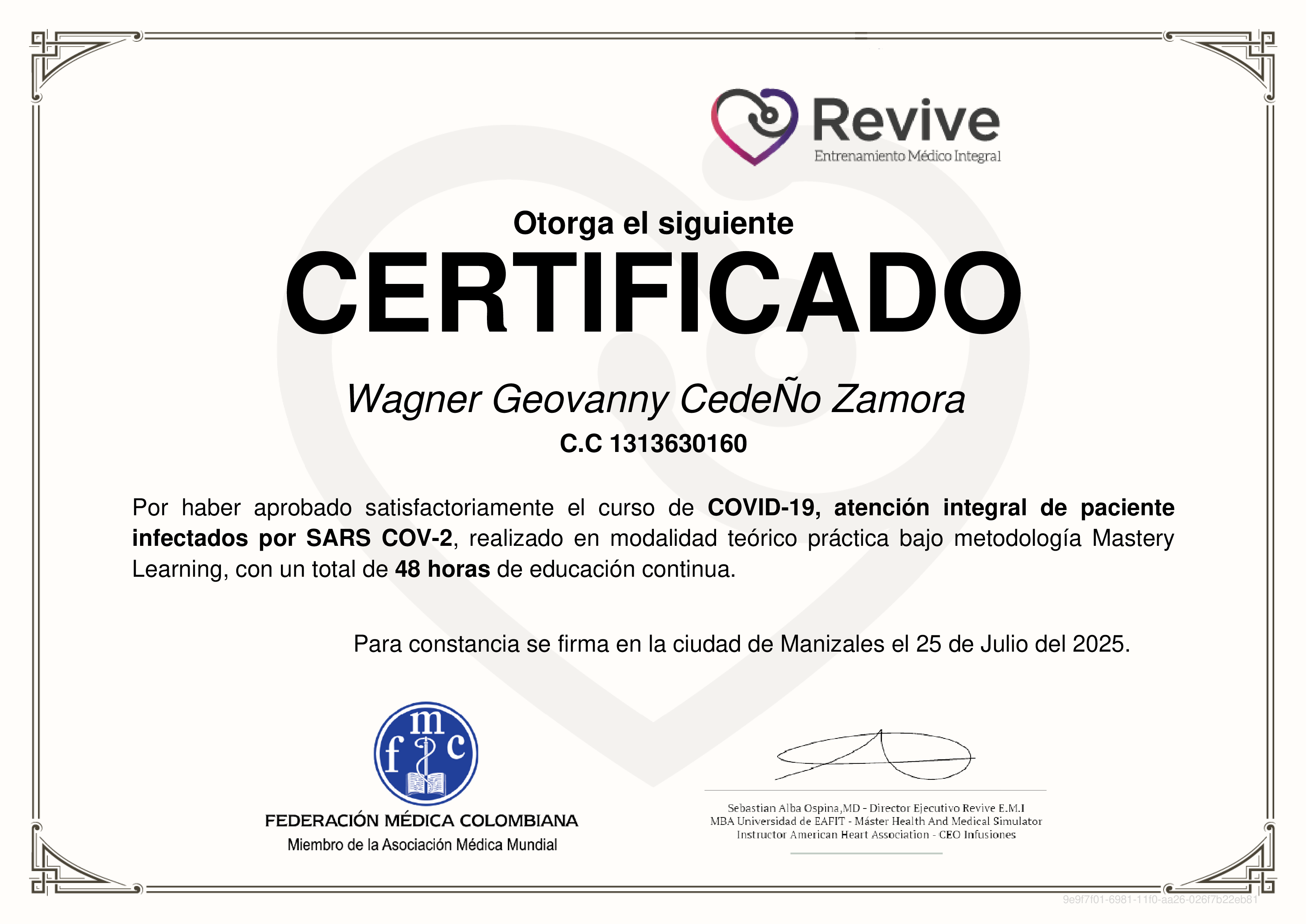 Credencial de COVID-19, atención integral de paciente infectados por SARS COV-2