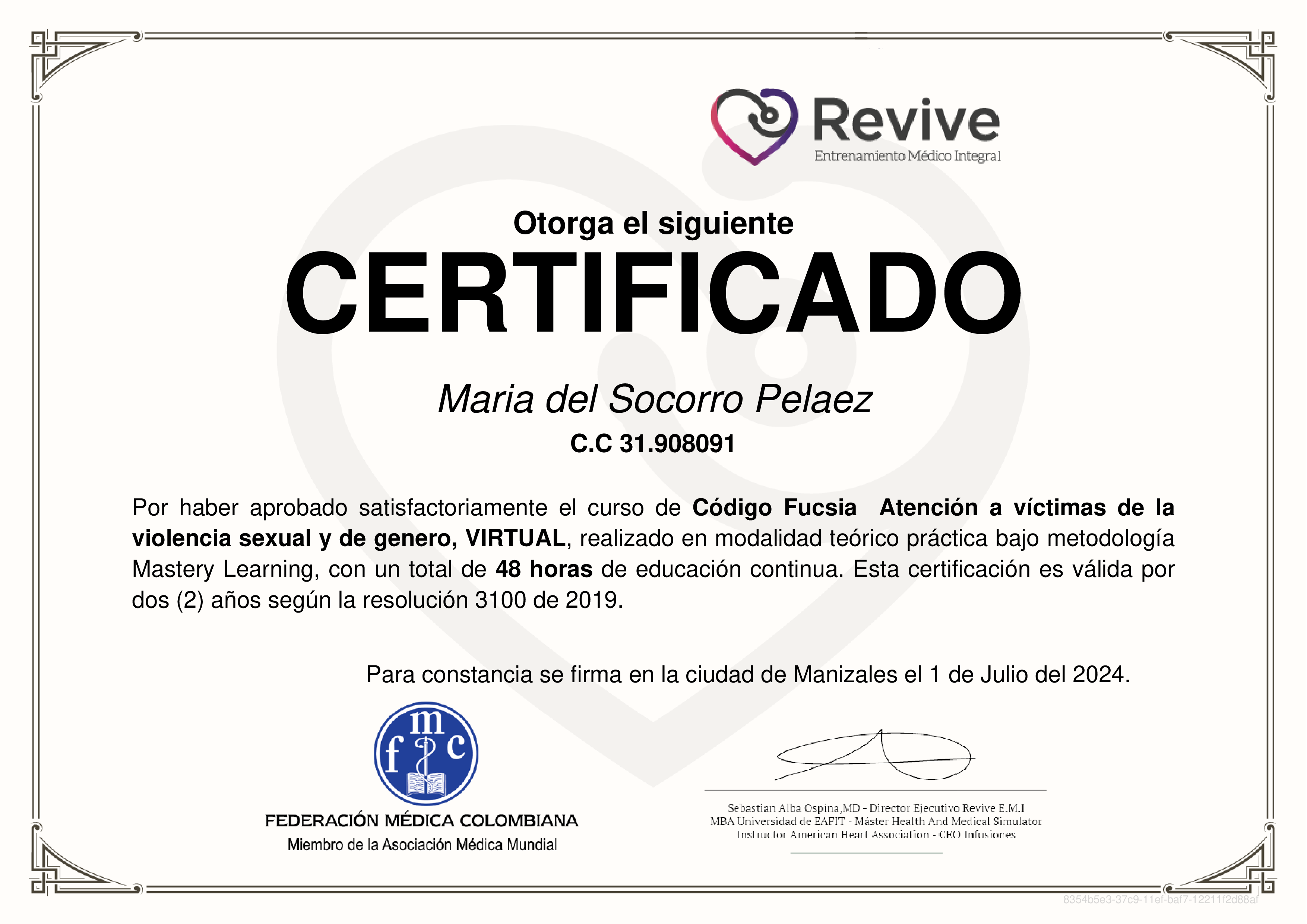 Credencial de Código Fucsia  Atención a víctimas de la violencia sexual y de genero, VIRTUAL