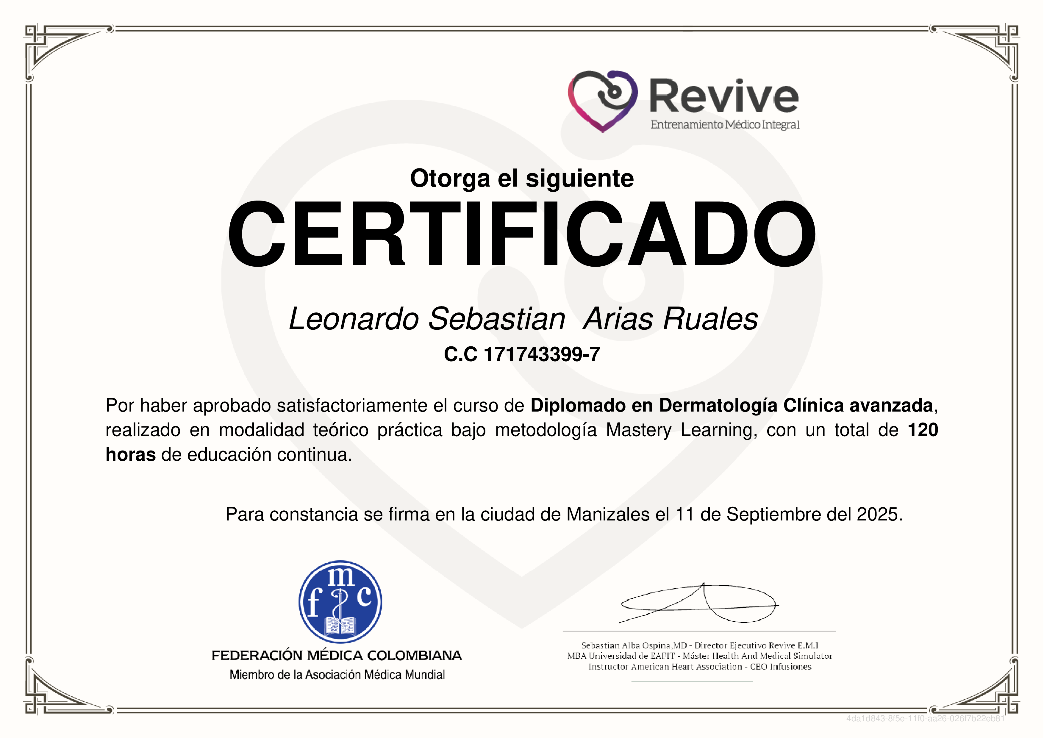 Credencial de Diplomado en Dermatología Clínica avanzada
