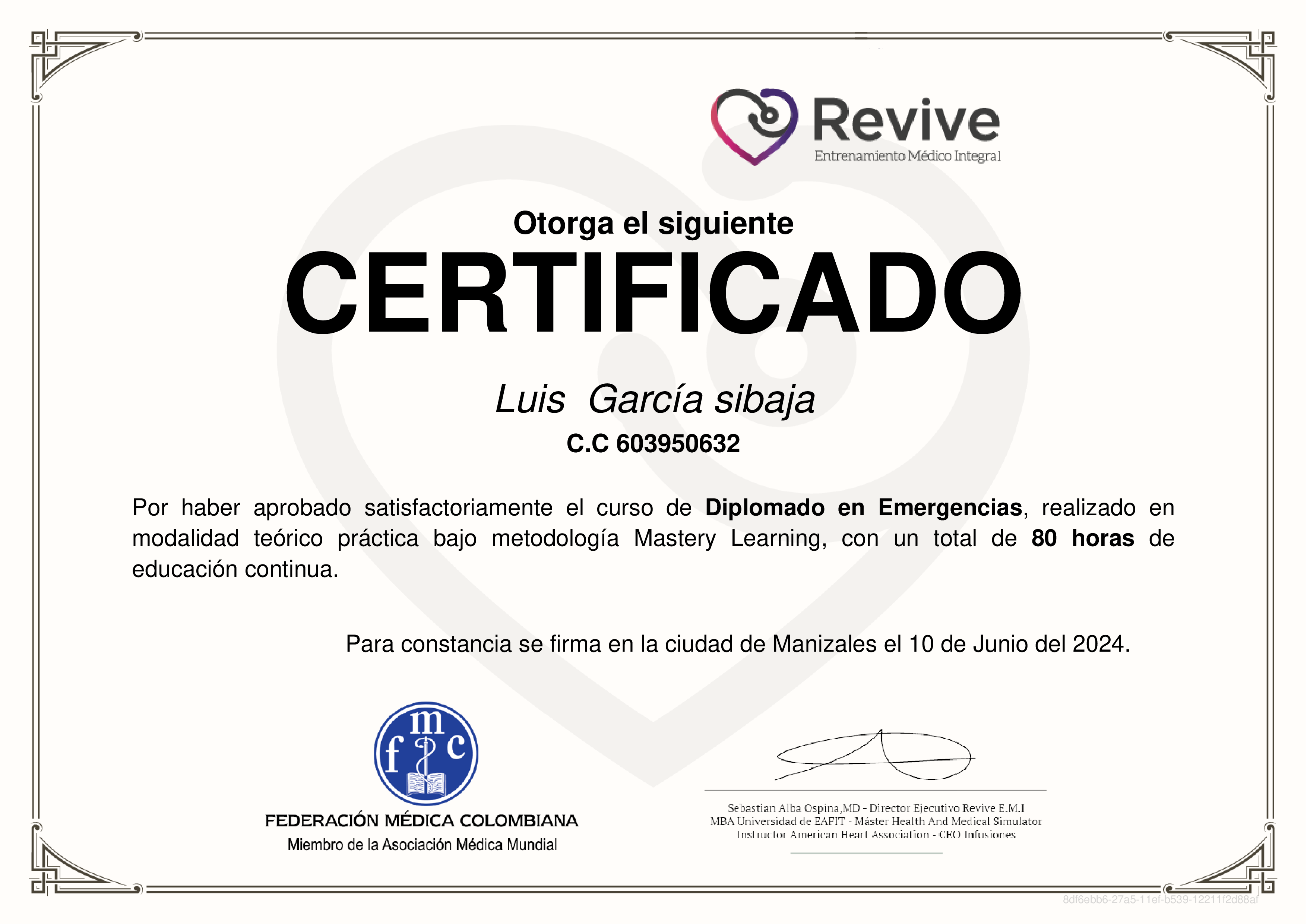 Credencial de Diplomado en Emergencias