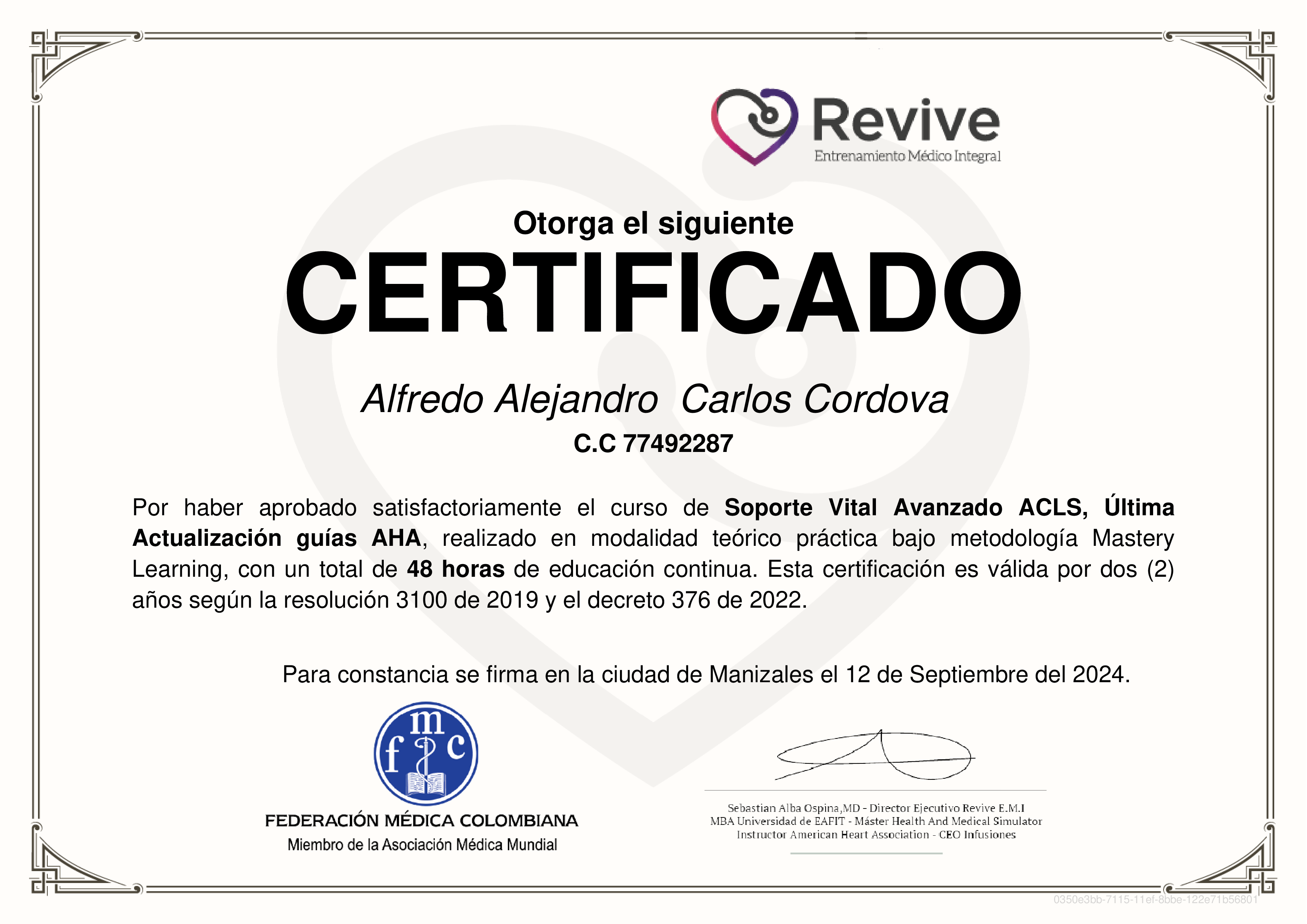 Credencial de Soporte Vital Avanzado ACLS, Última Actualización guías AHA