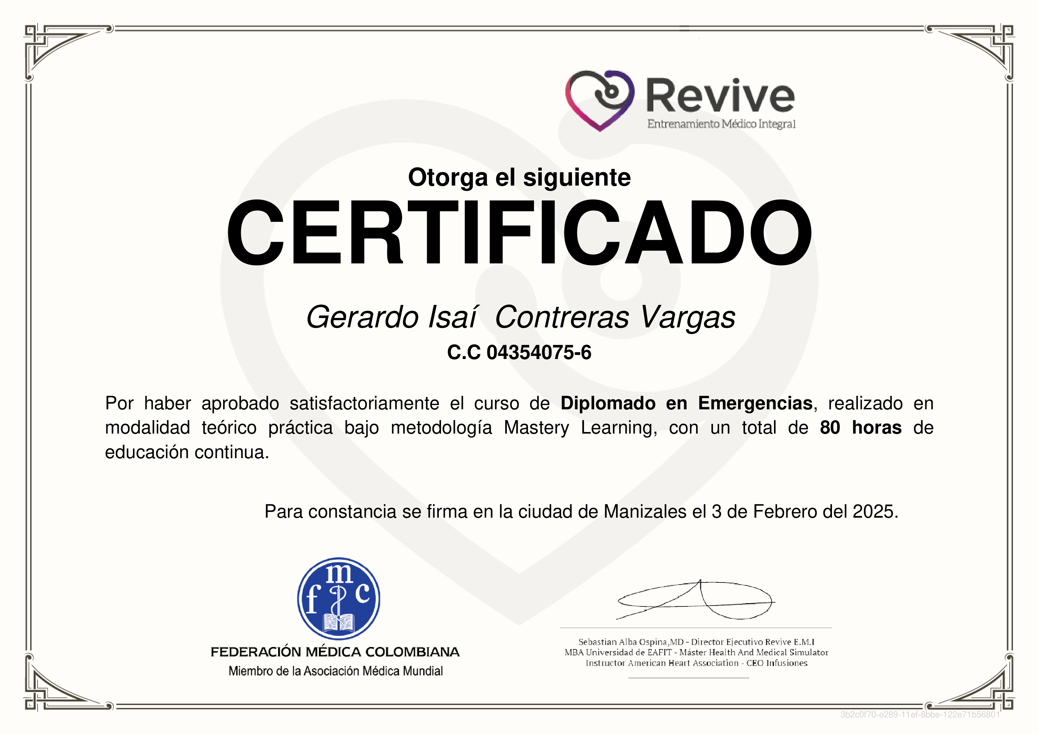 Credencial de Diplomado en Emergencias