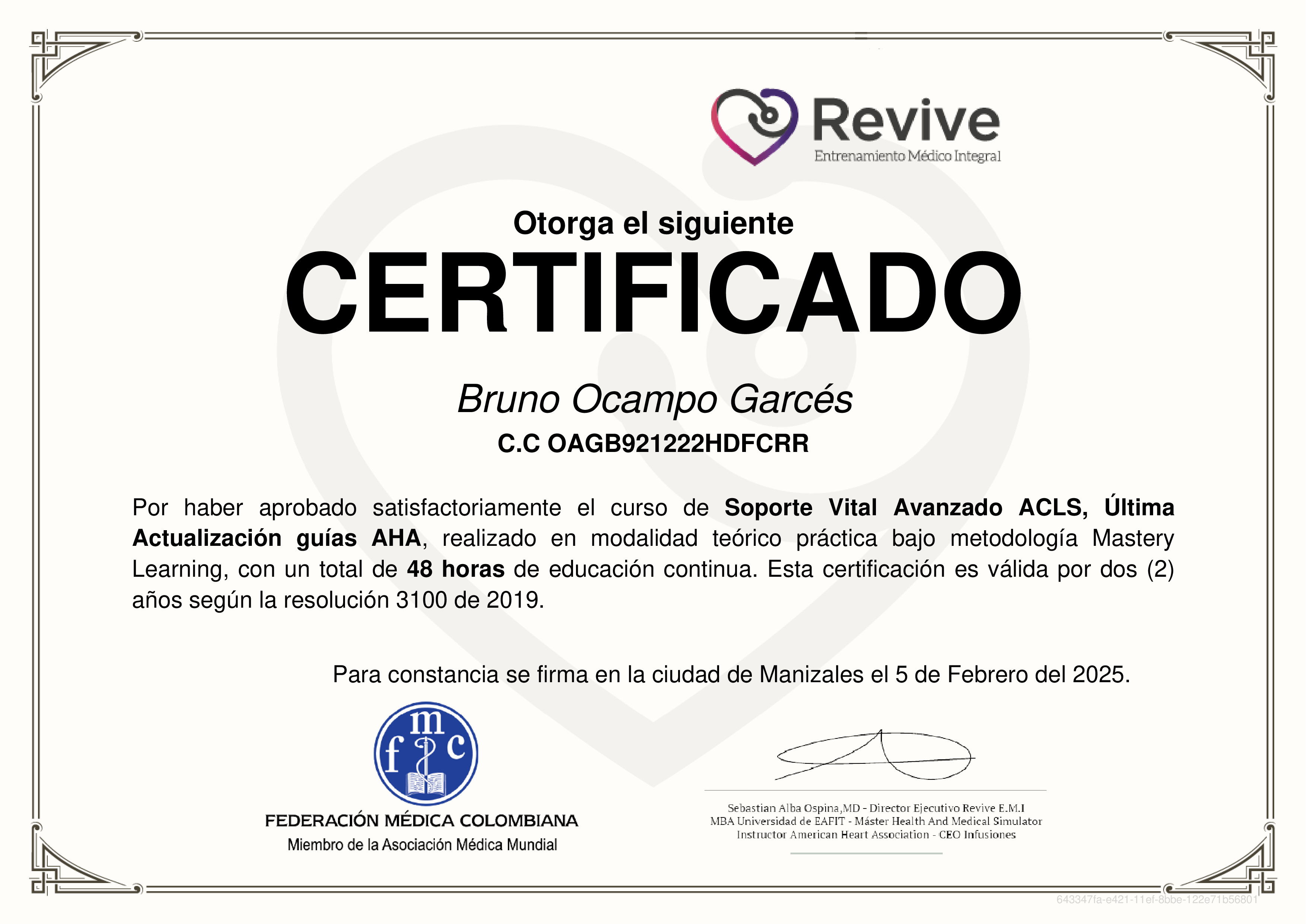 Credencial de Soporte Vital Avanzado ACLS, Última Actualización guías AHA