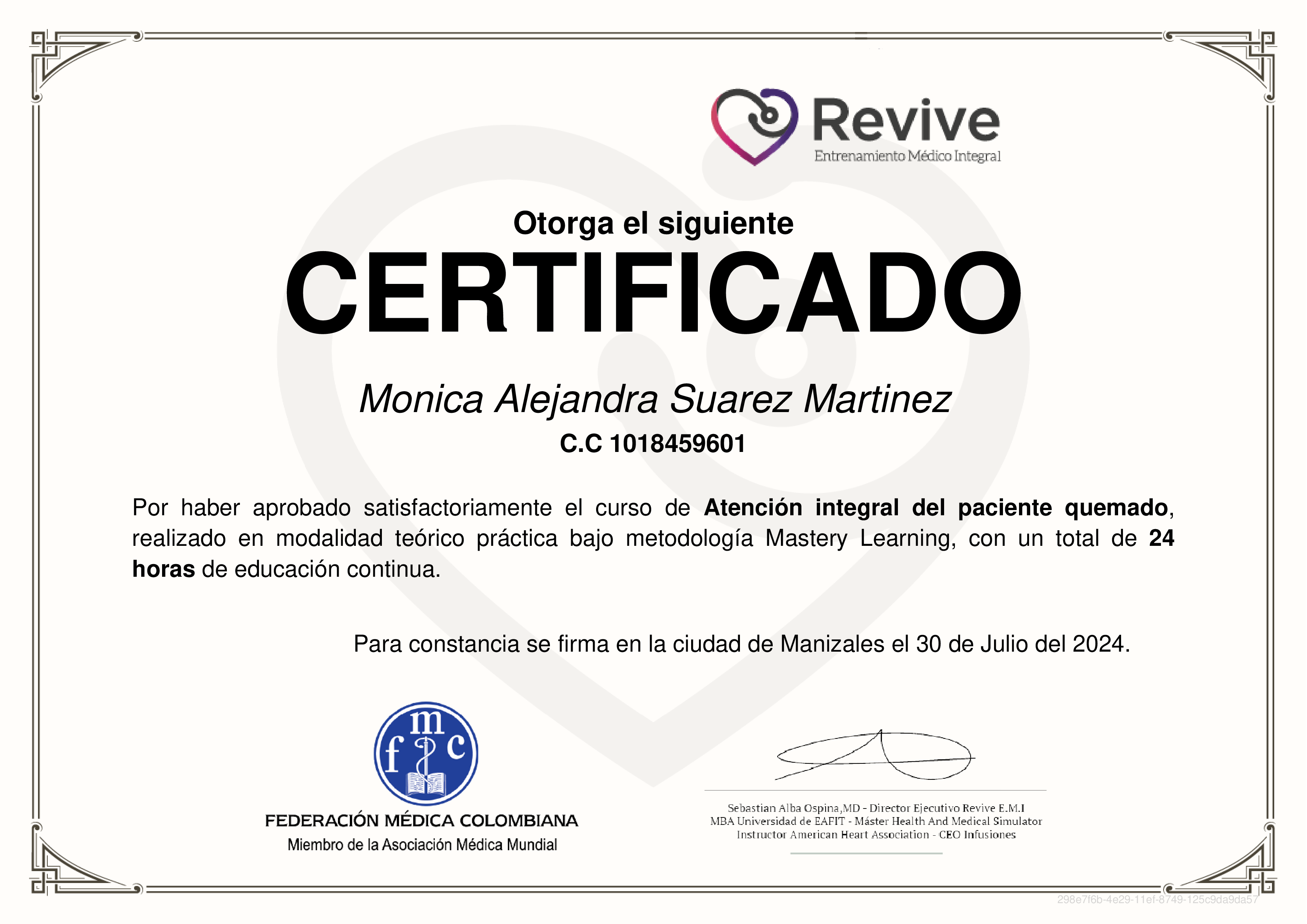 Credencial de Atención integral del paciente quemado